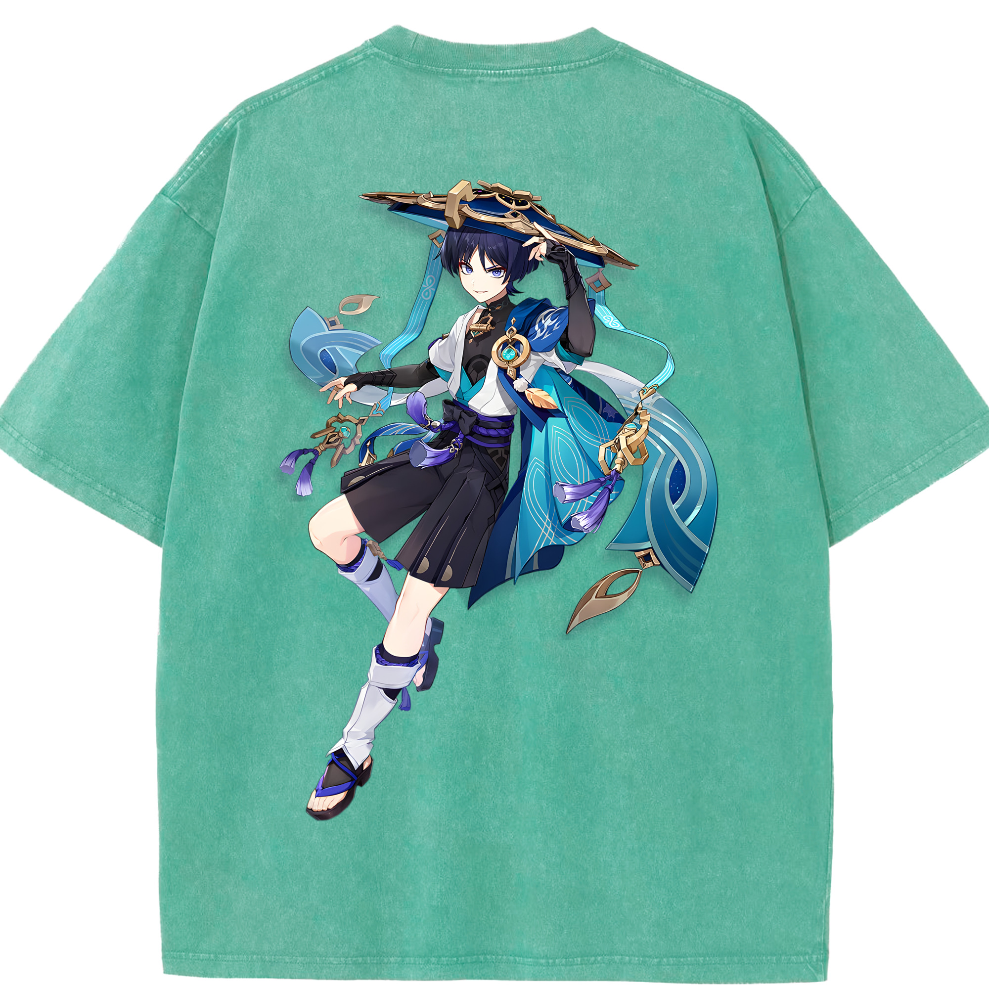 げんし神 さんペい genshin Sanpei 綿100% ヴィンテージ風 半袖Tシャツ（背面プリント）